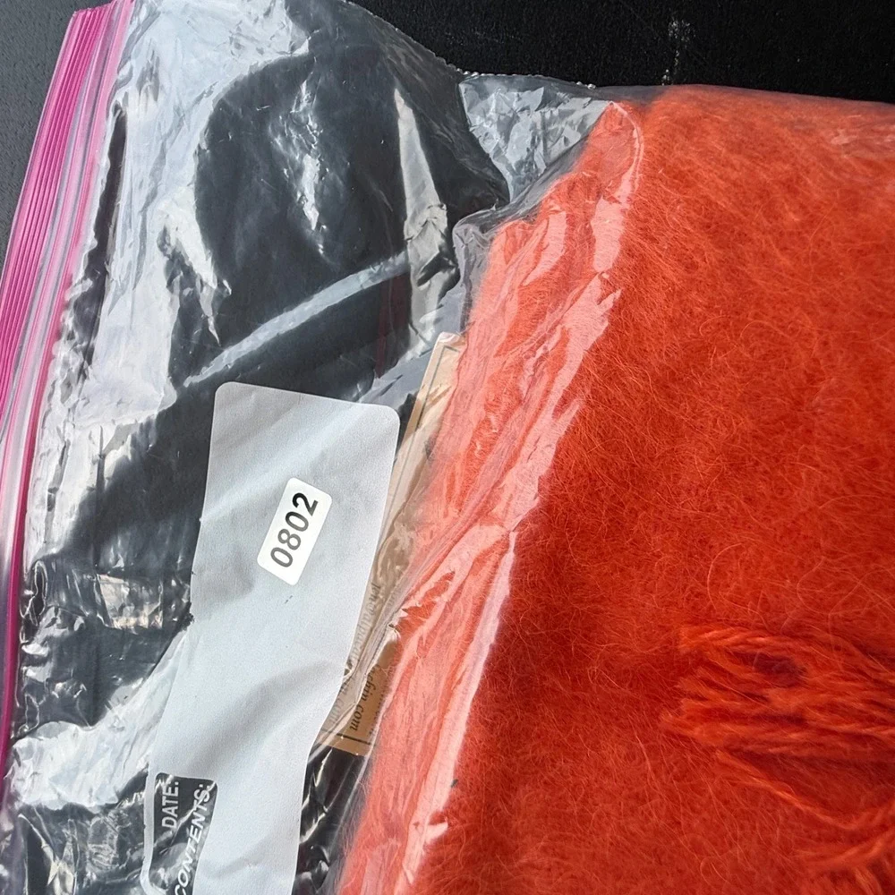 Alpaca Camargo Orange Fuzzy Alpaca Wool Scarf Made In Peru New With Tags